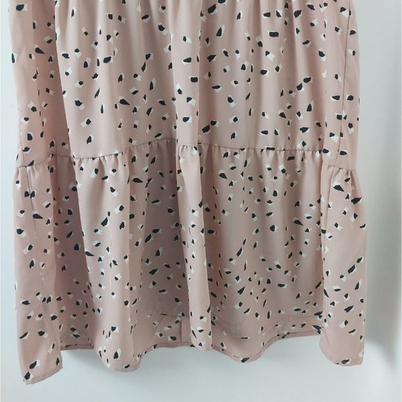 Andree by Unit Pink Tiered Flowy All Over Print Dress Sz Small - Picture 4 of 12